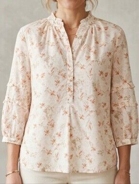 ivy jane Blush Floral Peasant Blouse Size XS Romantic Cottagecore